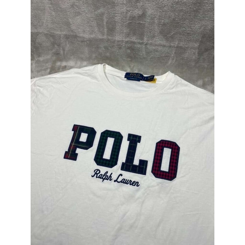 Polo Ralph Lauren Mens Long Sleeve Shirt Large White Patchwork Classic Fit